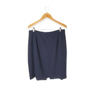 Josephine Chaus Navy Wool Pencil Skirt Plus Size 16‎ Career Minimalist Staple